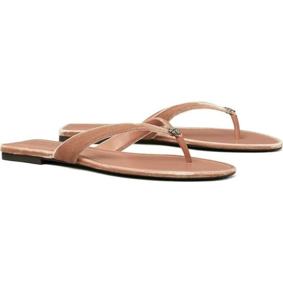 Tory Burch Classic Pavé Flip Flop vintage rose flat sandals size 9.5 NEW